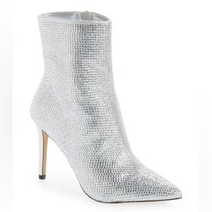 BP Silver Rhinestone Heeled Boots Size 9
